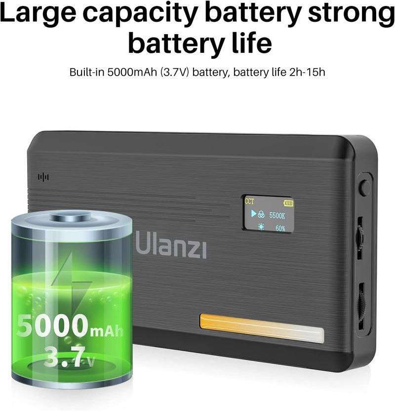 VIJIM ULANZI VL200 Bi-Color LED Video Light, On-Camera Video Light, Type-C Rechargeable 5000mAh Mini Camera Light, 2500-9000K Ultra Bright Photo and Video Lighting, Fill Light, Potable Photography Lighting - Image 3